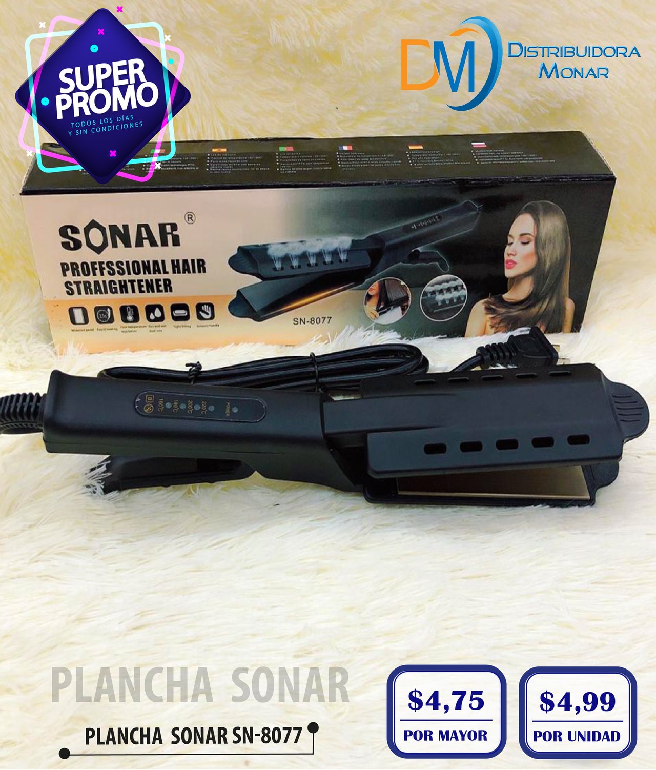 Sonar 480 Plancha Sonar Profesional Marca Sonar Aro De Luz Sonar