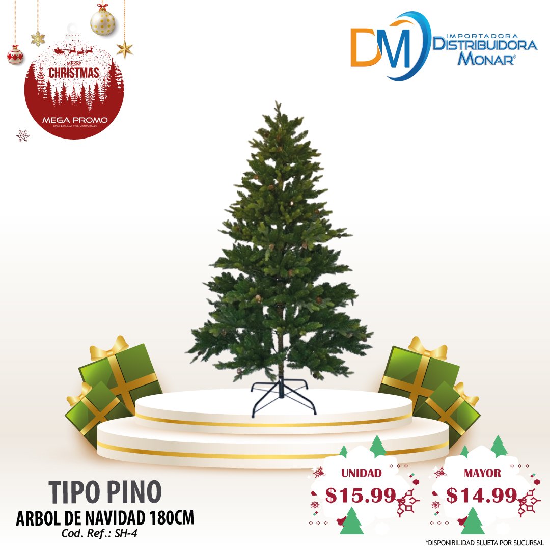 Árbol de Navidad Tipo Pino 180CM - Importadora y Distribuidora Monar